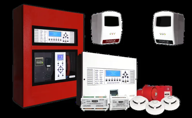 Fire alarm control panel with repeater and detection devices