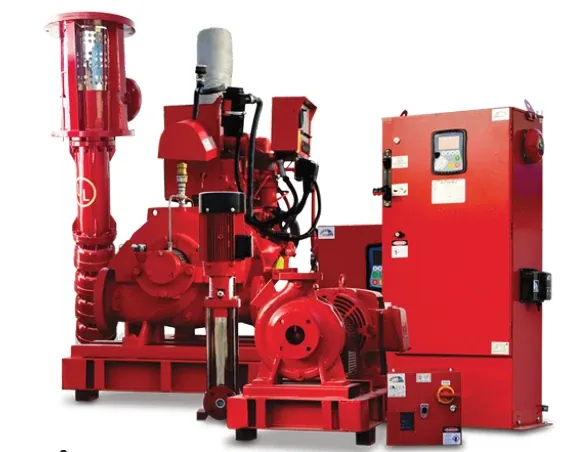 Fire pump set with driver and controller on a steel skid