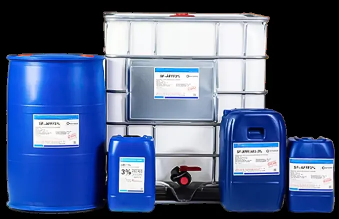 Foam concentrate supplied in drums, IBC totes and jerry cans