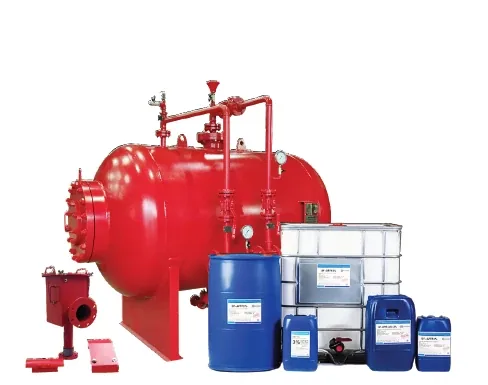 Bladder tank foam proportioning package with foam concentrate containers